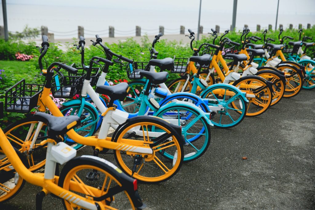 Shared bike for riding at seaside