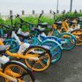Shared bike for riding at seaside